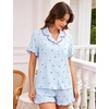 image:imageSWOMOG Womens Pajama Sets Cute Ruffle Matching PJs Sleepwear Button Down Short Sleeve Loungewear 2 Piece PJ SetBlue Plaid Cherry