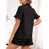 image:imageSWOMOG Womens Pajama Sets Cute Ruffle Matching PJs Sleepwear Button Down Short Sleeve Loungewear 2 Piece PJ SetCherry Black