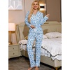 image:imageSWOMOG Womens Pajamas Set Long Sleeve Sleepwear Button Down Nightwear Soft Cotton Pj Lounge Sets
