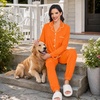 image:imageSWOMOG Womens Pajamas Set Long Sleeve Sleepwear Button Down Nightwear Soft Joggers PJs Sets with Pockets Lounge Sets Orange