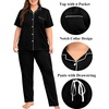 image:imageSWOMOG Womens Plus Size Pajama Set Short Sleeve Sleepwear Top and Pants Button Up Pajamas for Women LoungewearBlack