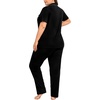image:imageSWOMOG Womens Plus Size Pajama Set Short Sleeve Sleepwear Top and Pants Button Up Pajamas for Women LoungewearBlack