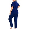 image:imageSWOMOG Womens Plus Size Pajama Set Short Sleeve Sleepwear Top and Pants Button Up Pajamas for Women LoungewearNavy Blue