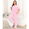 image:imageSWOMOG Womens Plus Size Pajama Set Short Sleeve Sleepwear Top and Pants Button Up Pajamas for Women LoungewearPink