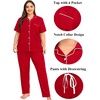 image:imageSWOMOG Womens Plus Size Pajama Set Short Sleeve Sleepwear Top and Pants Button Up Pajamas for Women LoungewearRed
