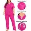 image:imageSWOMOG Womens Plus Size Pajama Set Short Sleeve Sleepwear Top and Pants Button Up Pajamas for Women LoungewearRose Red