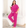 image:imageSWOMOG Womens Plus Size Pajama Set Short Sleeve Sleepwear Top and Pants Button Up Pajamas for Women LoungewearRose Red