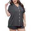 image:imageSWOMOG Womens Plus Size Pajamas Set Button Down Tops Short Sleeve Sleepwear Soft Pajama Shorts 2 Pcs Lounge Sets With PocketDark Gary