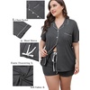 image:imageSWOMOG Womens Plus Size Pajamas Set Button Down Tops Short Sleeve Sleepwear Soft Pajama Shorts 2 Pcs Lounge Sets With PocketDark Gary