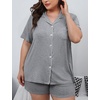 image:imageSWOMOG Womens Plus Size Pajamas Set Button Down Tops Short Sleeve Sleepwear Soft Pajama Shorts 2 Pcs Lounge Sets With PocketGary