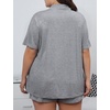 image:imageSWOMOG Womens Plus Size Pajamas Set Button Down Tops Short Sleeve Sleepwear Soft Pajama Shorts 2 Pcs Lounge Sets With PocketGary