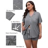 image:imageSWOMOG Womens Plus Size Pajamas Set Button Down Tops Short Sleeve Sleepwear Soft Pajama Shorts 2 Pcs Lounge Sets With PocketGary