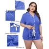 image:imageSWOMOG Womens Plus Size Pajamas Set Button Down Tops Short Sleeve Sleepwear Soft Pajama Shorts 2 Pcs Lounge Sets With PocketLavender
