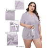 image:imageSWOMOG Womens Plus Size Pajamas Set Button Down Tops Short Sleeve Sleepwear Soft Pajama Shorts 2 Pcs Lounge Sets With PocketLilac