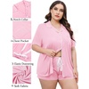 image:imageSWOMOG Womens Plus Size Pajamas Set Button Down Tops Short Sleeve Sleepwear Soft Pajama Shorts 2 Pcs Lounge Sets With PocketPink