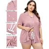 image:imageSWOMOG Womens Plus Size Pajamas Set Button Down Tops Short Sleeve Sleepwear Soft Pajama Shorts 2 Pcs Lounge Sets With PocketTaro Purple