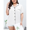 image:imageSWOMOG Womens Plus Size Pajamas Set Button Down Tops Short Sleeve Sleepwear Soft Pajama Shorts 2 Pcs Lounge Sets With PocketWhite
