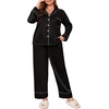 image:imageSWOMOG Womens Plus Size Pajamas Set Silk Satin Button Down Sleepwear Long Sleeve Pjs Set 2 Piece Loungewear with PocketsBlack