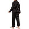 image:imageSWOMOG Womens Plus Size Pajamas Set Silk Satin Button Down Sleepwear Long Sleeve Pjs Set 2 Piece Loungewear with PocketsBlack