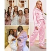 image:imageSWOMOG Womens Plus Size Pajamas Set Silk Satin Button Down Sleepwear Long Sleeve Pjs Set 2 Piece Loungewear with PocketsPink