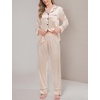 image:imageSWOMOG Womens Satin Pajamas Long Sleeve Sleepwear Silk Soft Button Down Loungewear Pjs Set SXXLChampagne