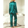 image:imageSWOMOG Womens Satin Pajamas Long Sleeve Sleepwear Silk Soft Button Down Loungewear Pjs Set SXXLGreen