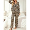 image:imageSWOMOG Womens Satin Pajamas Long Sleeve Sleepwear Silk Soft Button Down Loungewear Pjs Set SXXLLeopard