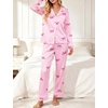 image:imageSWOMOG Womens Satin Pajamas Long Sleeve Sleepwear Silk Soft Button Down Loungewear Pjs Set SXXLPink Striped