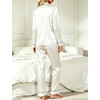 image:imageSWOMOG Womens Satin Pajamas Long Sleeve Sleepwear Silk Soft Button Down Loungewear Pjs Set SXXLWhite