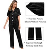 image:imageSWOMOG Womens Silk Satin Pajama Sets 3Pcs Button Down Pj Set Short Sleeve Sleepwear Loungewear Pjs Nightwear XSXXLBlack