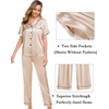 image:imageSWOMOG Womens Silk Satin Pajama Sets 3Pcs Button Down Pj Set Short Sleeve Sleepwear Loungewear Pjs Nightwear XSXXLChampagne