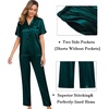 image:imageSWOMOG Womens Silk Satin Pajama Sets 3Pcs Button Down Pj Set Short Sleeve Sleepwear Loungewear Pjs Nightwear XSXXLDeep Green