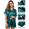 image:imageSWOMOG Womens Silk Satin Pajama Sets 3Pcs Button Down Pj Set Short Sleeve Sleepwear Loungewear Pjs Nightwear XSXXLGreen