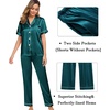 image:imageSWOMOG Womens Silk Satin Pajama Sets 3Pcs Button Down Pj Set Short Sleeve Sleepwear Loungewear Pjs Nightwear XSXXLGreen