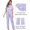 image:imageSWOMOG Womens Silk Satin Pajama Sets 3Pcs Button Down Pj Set Short Sleeve Sleepwear Loungewear Pjs Nightwear XSXXLLavender