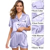 image:imageSWOMOG Womens Silk Satin Pajama Sets 3Pcs Button Down Pj Set Short Sleeve Sleepwear Loungewear Pjs Nightwear XSXXLLavender