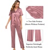 image:imageSWOMOG Womens Silk Satin Pajama Sets 3Pcs Button Down Pj Set Short Sleeve Sleepwear Loungewear Pjs Nightwear XSXXLMisty Rose