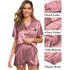 image:imageSWOMOG Womens Silk Satin Pajama Sets 3Pcs Button Down Pj Set Short Sleeve Sleepwear Loungewear Pjs Nightwear XSXXLMisty Rose