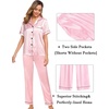 image:imageSWOMOG Womens Silk Satin Pajama Sets 3Pcs Button Down Pj Set Short Sleeve Sleepwear Loungewear Pjs Nightwear XSXXLPink