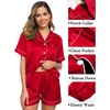image:imageSWOMOG Womens Silk Satin Pajama Sets 3Pcs Button Down Pj Set Short Sleeve Sleepwear Loungewear Pjs Nightwear XSXXLRed