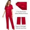 image:imageSWOMOG Womens Silk Satin Pajama Sets 3Pcs Button Down Pj Set Short Sleeve Sleepwear Loungewear Pjs Nightwear XSXXLRed