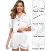 image:imageSWOMOG Womens Silk Satin Pajama Sets 3Pcs Button Down Pj Set Short Sleeve Sleepwear Loungewear Pjs Nightwear XSXXLWhite