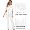 image:imageSWOMOG Womens Silk Satin Pajama Sets 3Pcs Button Down Pj Set Short Sleeve Sleepwear Loungewear Pjs Nightwear XSXXLWhite