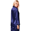 image:imageSWOMOG Womens Silk Satin Pajamas Long Sleeve Loungewear TwoPiece Sleepwear ButtonDown Pj Set Deep Sea Blue
