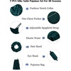 image:imageSWOMOG Womens Silk Satin Pajamas Sets 7pcs Sleepwear Sexy Cami Shorts Set and Button Down Short Sleeve Satin PjsDeep Green