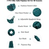 image:imageSWOMOG Womens Silk Satin Pajamas Sets 7pcs Sleepwear Sexy Cami Shorts Set and Button Down Short Sleeve Satin PjsGreen