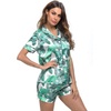 image:imageSWOMOG Womens Silk Satin Pajamas Short Sleeve Loungewear TwoPiece Sleepwear ButtonDown Pj Set