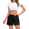 image:imageSWOMOG Womens Silk Stain Pajama Shorts Pj Bottoms with Pockets Drawstring Sleep Shorts Boxer Soft Lounge ShortsBlackBlack