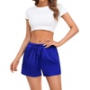 image:imageSWOMOG Womens Silk Stain Pajama Shorts Pj Bottoms with Pockets Drawstring Sleep Shorts Boxer Soft Lounge ShortsBlackBlue