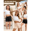 image:imageSWOMOG Womens Silk Stain Pajama Shorts Pj Bottoms with Pockets Drawstring Sleep Shorts Boxer Soft Lounge ShortsBlackChampagne